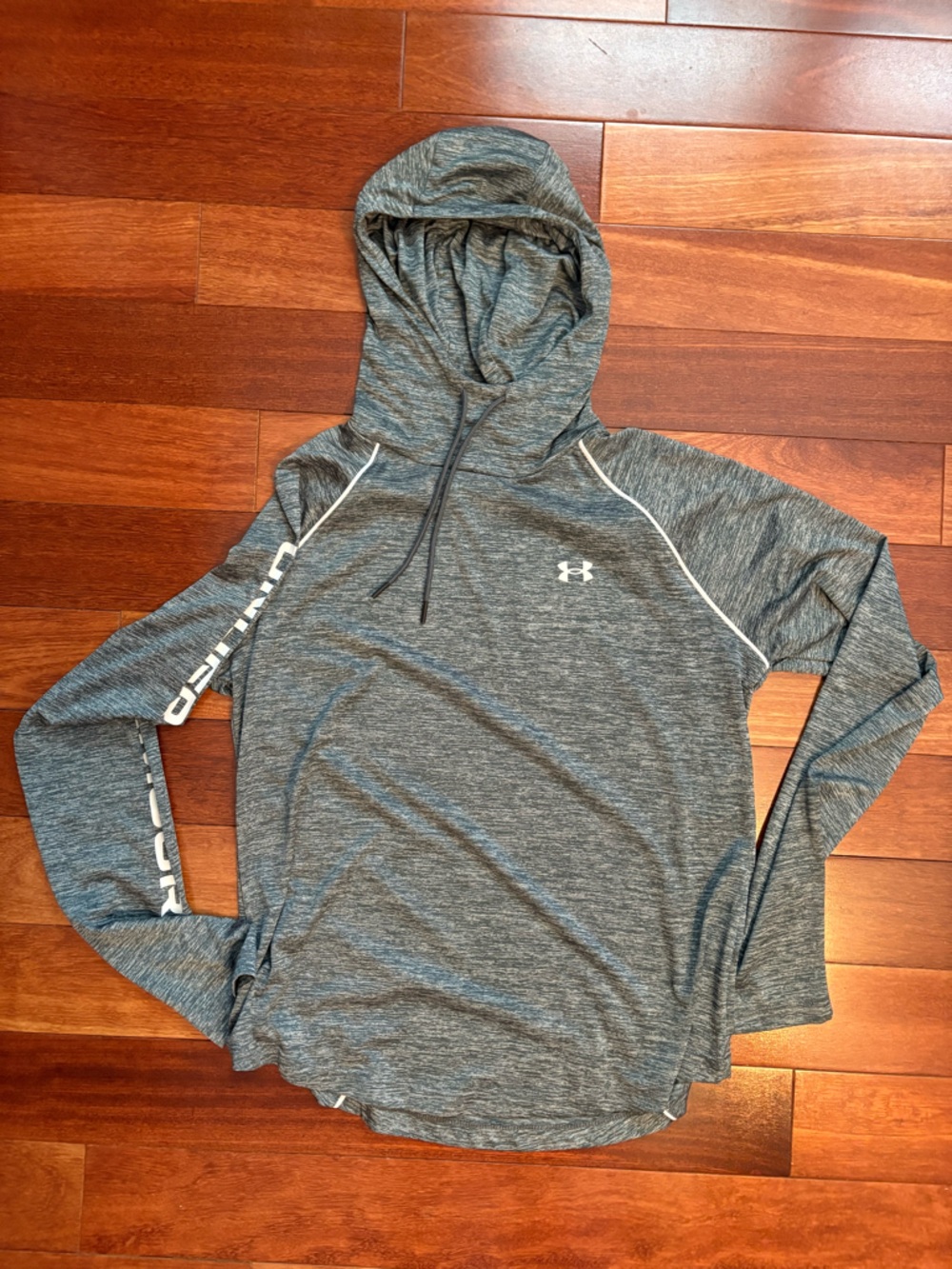 Under Armour Gray Heathered Hooded Performance Top